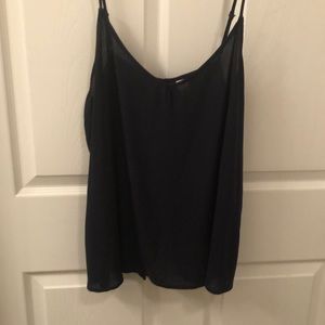 Navy blue split back tank top